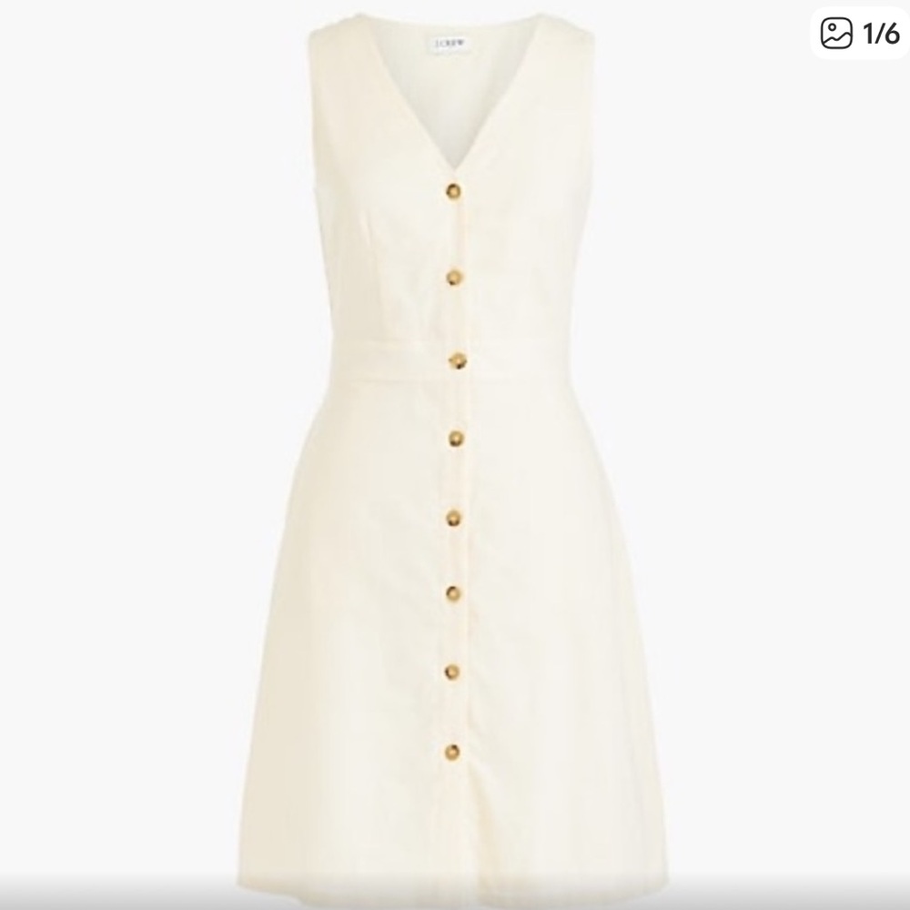 J. Crew Cream A-Line Linen Skirt with Front Buttons